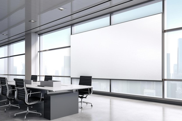 a conference room with a long table and chairs