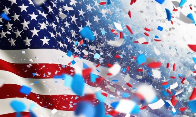 Confetti on background Flag of America For banner postcard book illustration