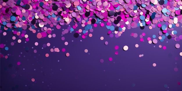 紫色の背景のコンフェティの祝い