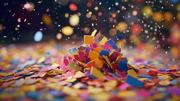 Confetti on a colorful blurry background