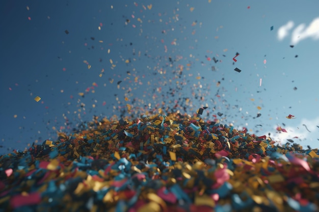 Confetti falling from the top of a pile of confetti