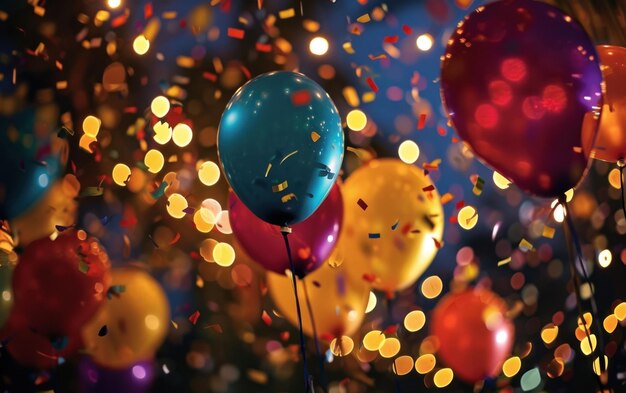 Confetti gevulde ballonnen klaar om te barsten bij het slaan van middernacht