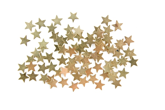 Confetti gold stars isolated on white background