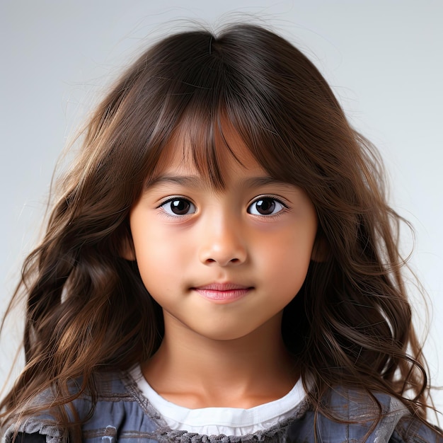 自信のある6歳の日本の女の子のプロのスタジオヘッドショット