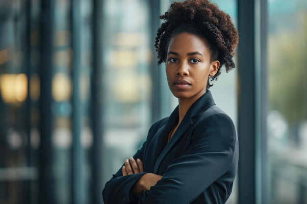 Confident African American female CEO in office portrait