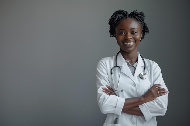 Photo a confident afro american female doctor