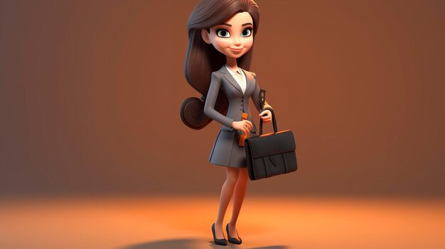 Confident animated businesswoman in office with tablet professional attire modern workplace