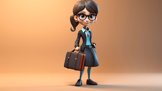 Confident animated businesswoman in office with tablet professional attire modern workplace