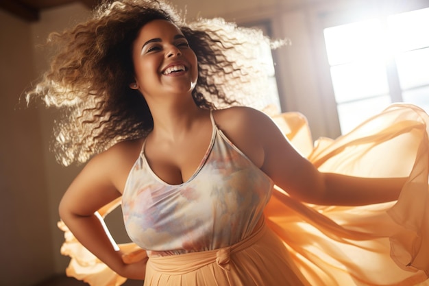 Confident body moves Plus size woman having fun with her body in a dance studio