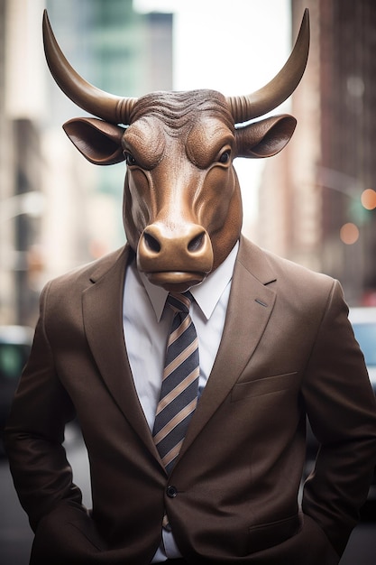 Photo confident bullheaded wall street manager