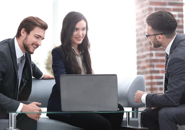 Confident business team working in an office