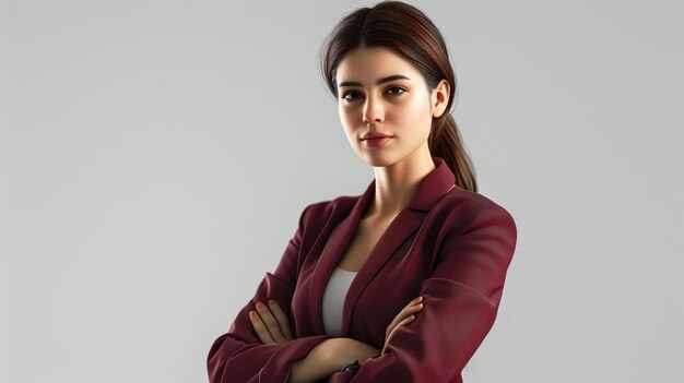 Confident business woman wearing a suit with arms crossed