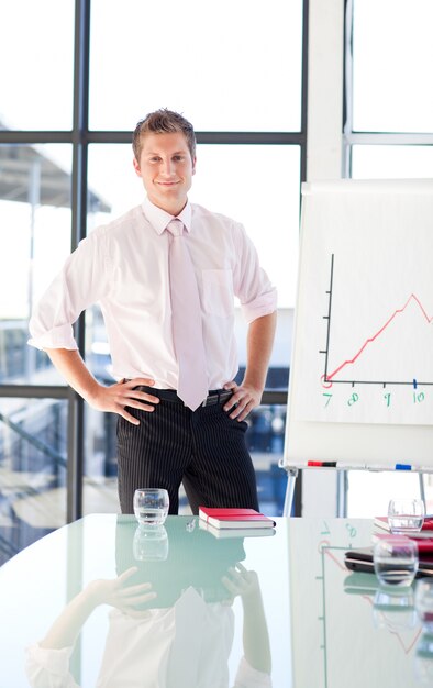 Confident businessman giving a presentation