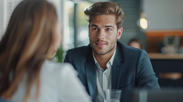 Photo confident businessman in a meeting