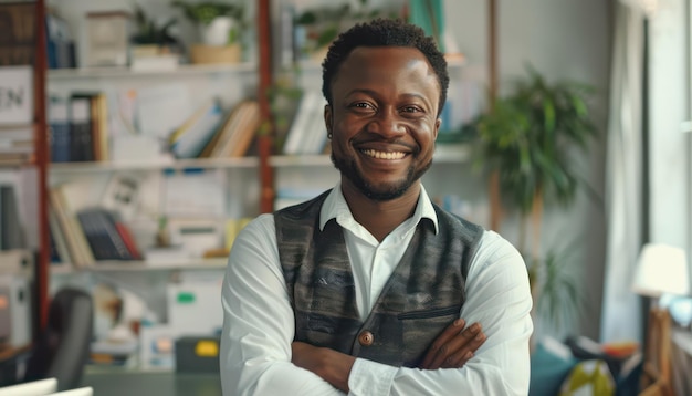 Confident businessman in office environment