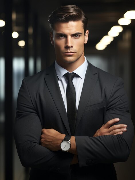 Photo confident businessman in professional attire