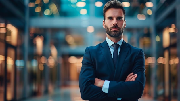 Confident Businessman With Arms Crossed Generative AI