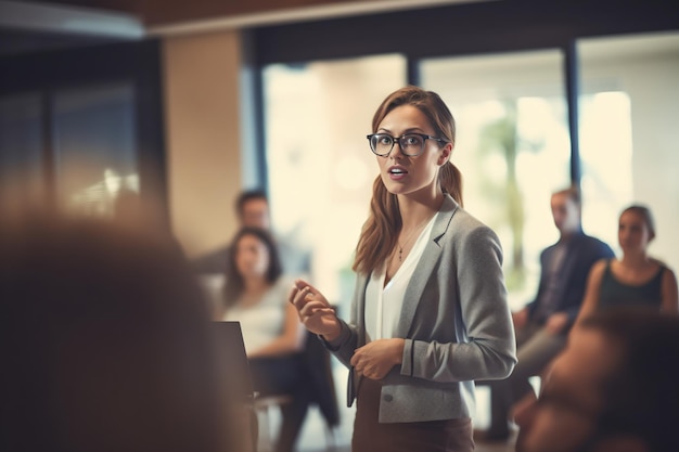 Confident businesswoman leading a meeting