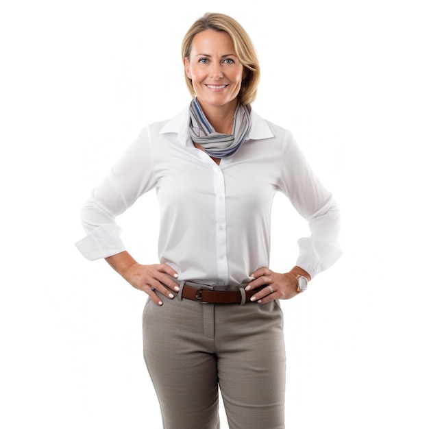 Confident businesswoman standing with hands on hips