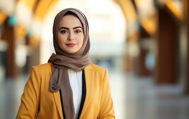 Confident businesswoman wearing hijab