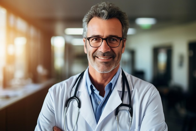 Confident Care Smiling Doctor with Stethoscope Generative AI