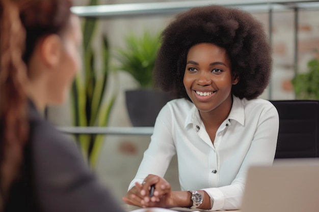 Confident Female Bank Agent Consulting with Supervisor