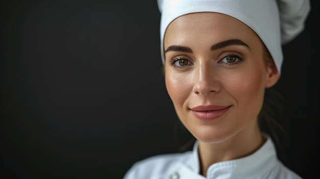 Confident Female Chef in White Uniform Posing With a Smile Generative AI
