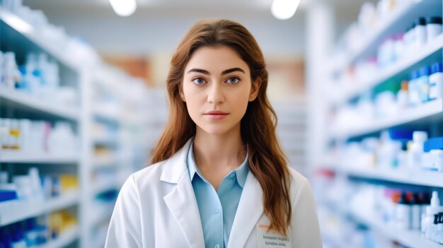 Confident Female Doctor Amidst Medical Supplies Generative AI