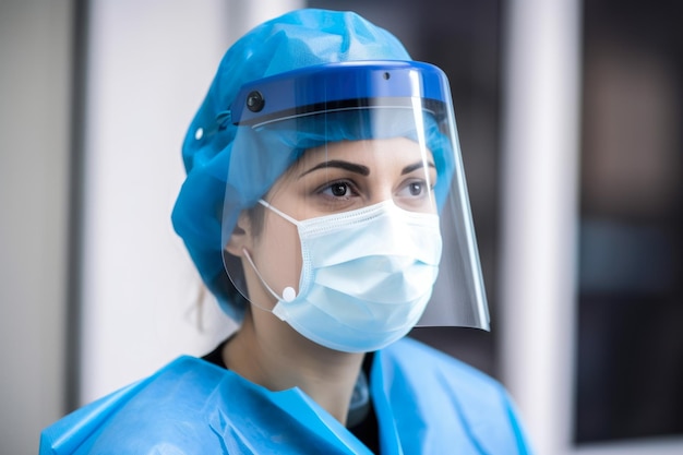 Confident Female Doctor in PPE with Medical Equipment in the Background