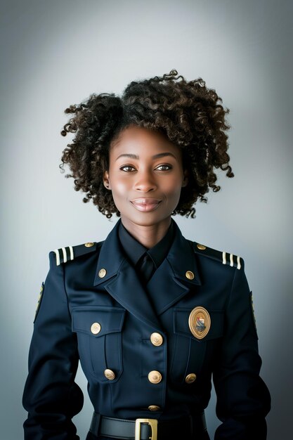 Photo confident female officer in uniform