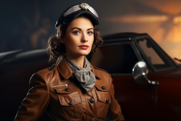 Confident female pilot in uniform