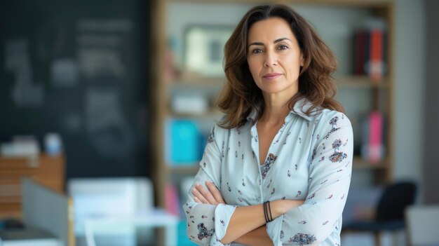 Foto professionista donna sicura nello spazio di lavoro.