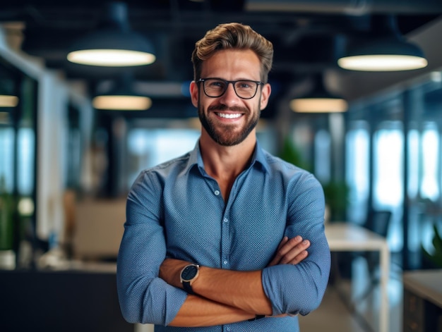 Confident handsome and successful man smiling and looking determined