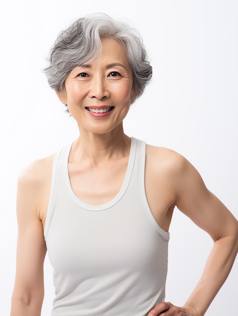 Confident healthy elderly senior woman