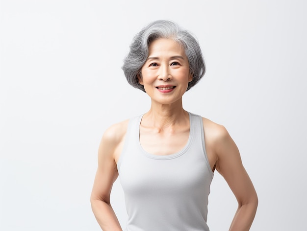 Confident healthy elderly senior woman