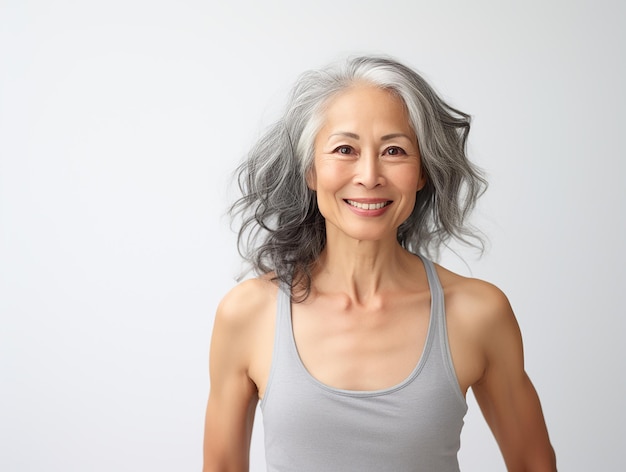 Confident healthy elderly senior woman