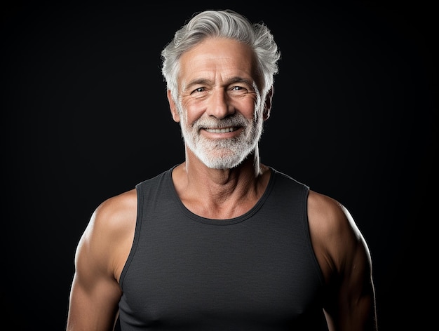 Confident healthy muscular old man