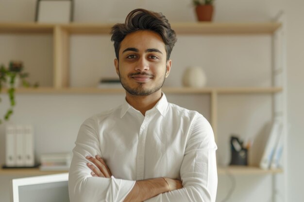 Confident Indian businessman in office portrait