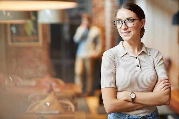 Confident lady manager