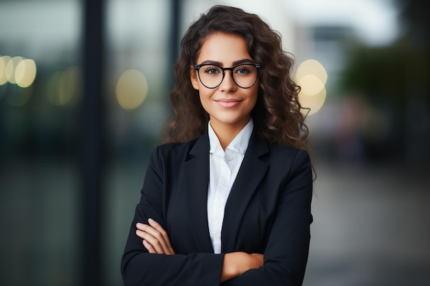 Confident Latin business leader portrait Young business women Generative AI