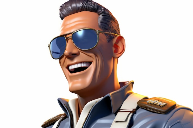 Photo confident male pilot in sunglasses smiling