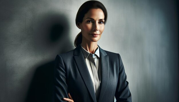 A confident middleaged businesswoman in a suit