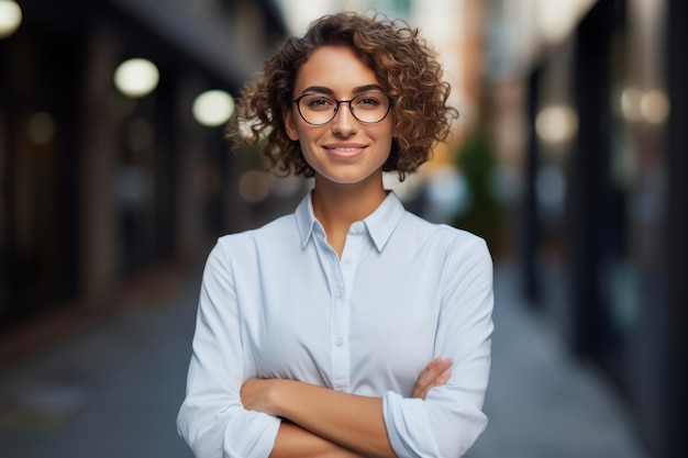 Confident Office Worker A Captivating Snapshot of an Attractive Woman with a Charming Bobbed Hairdo