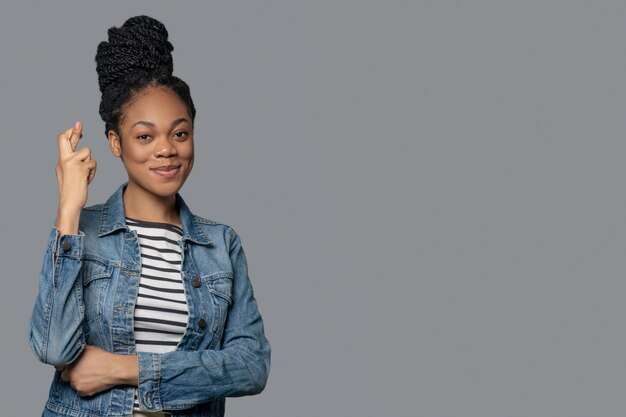 Confident. Picture of a dark-skinned young energized woman