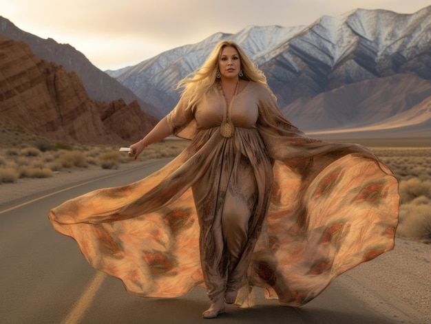Фото Уверенная в себе женщина больших размеров, отправляющаяся в путь