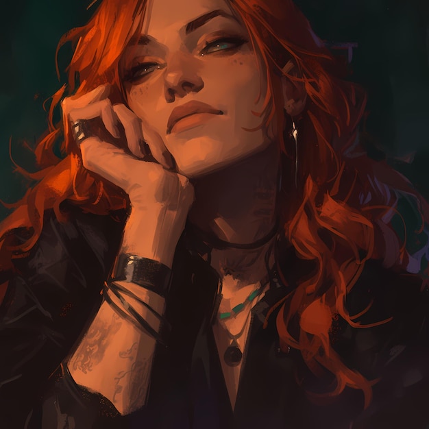 Confident RedHaired Woman Digital Art
