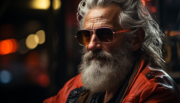 Photo a confident smiling senior man with gray hair and beard generated by artificial intelligence
