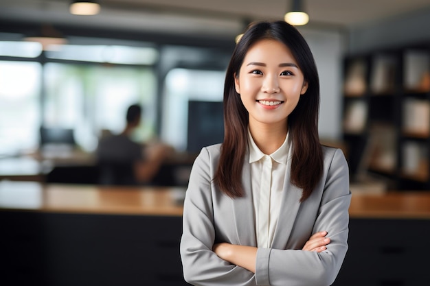 Photo confident smiling young professional asian business woman generative ai