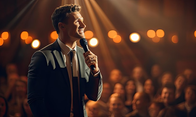 A Confident Speaker Captivating the Audience With His Powerful Words