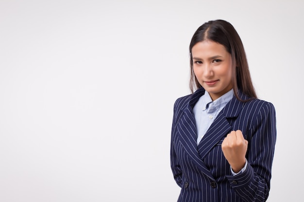 Confident strong business woman isolated